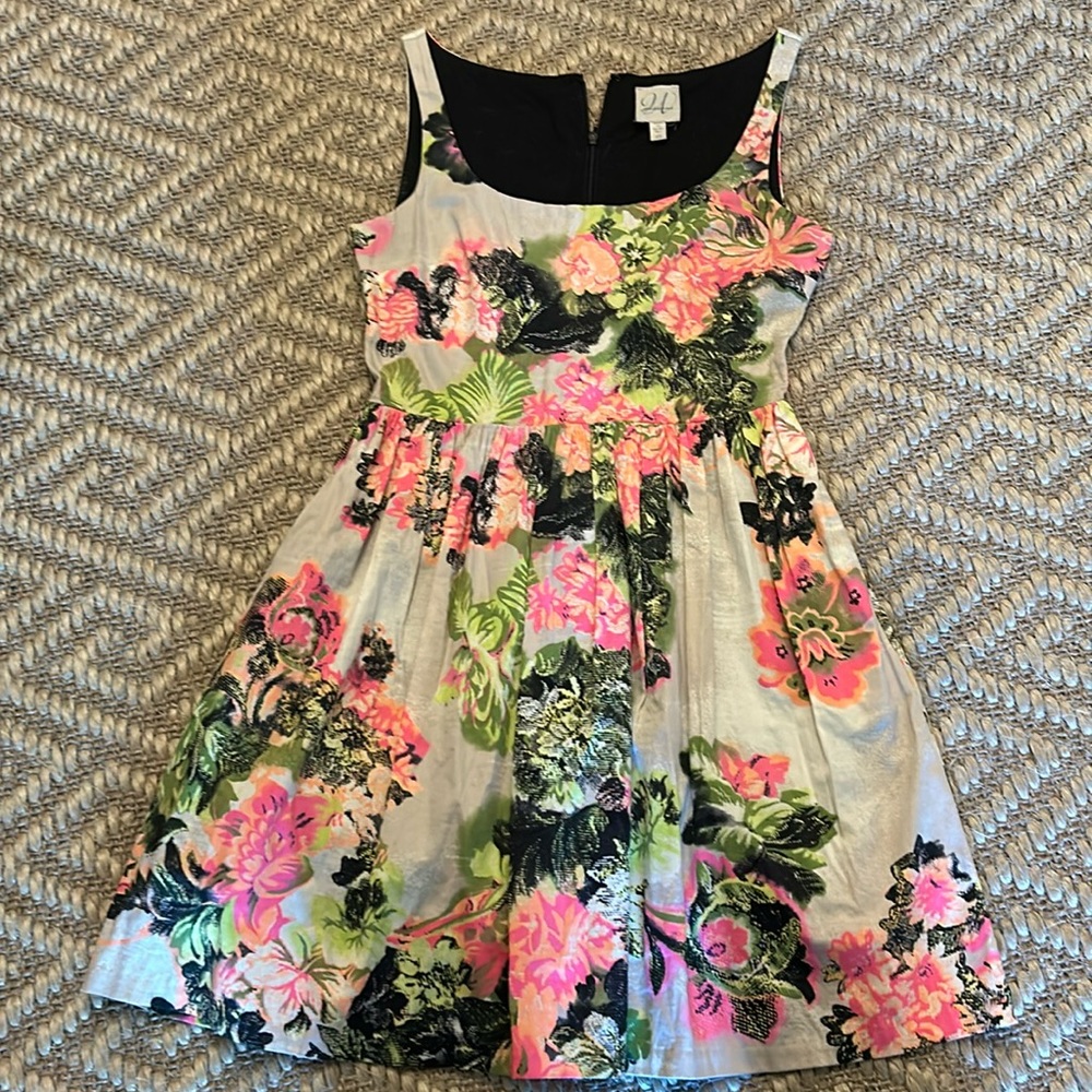 green/pink floral dress - size XS